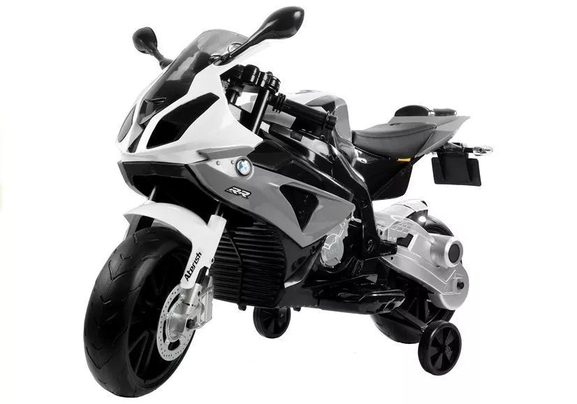 Vaikiškas elektrinis motociklas BMW S1000RR, 12 V, 3–6 km/h, baltas