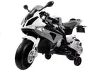 Vaikiškas elektrinis motociklas BMW S1000RR, 12 V, 3–6 km/h, baltas