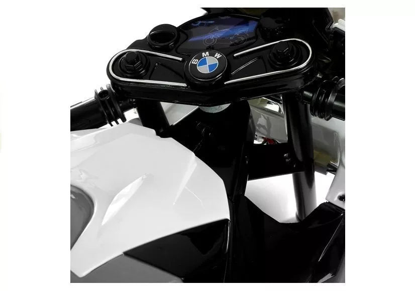 Vaikiškas elektrinis motociklas BMW S1000RR, 12 V, 3–6 km/h, baltas