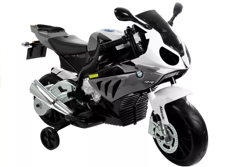 Vaikiškas elektrinis motociklas BMW S1000RR, 12 V, 3–6 km/h, baltas