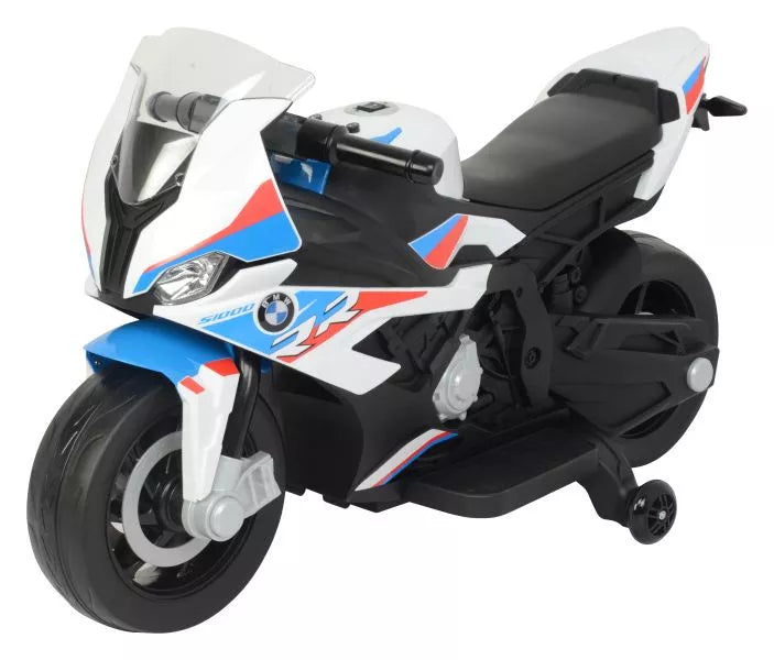 Vaikiškas elektrinis motociklas BMW S1000RR, 12 V, baltas