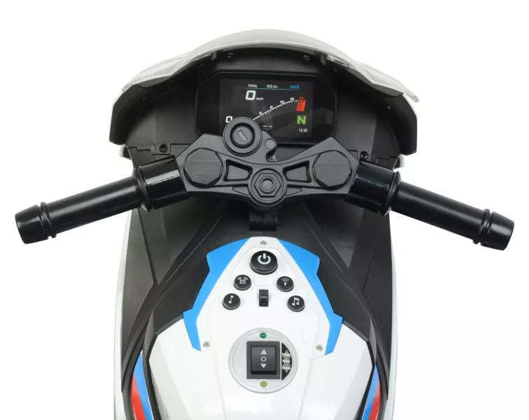 Vaikiškas elektrinis motociklas BMW S1000RR, 12 V, baltas