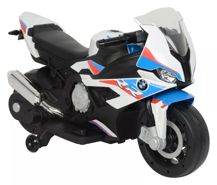 Vaikiškas elektrinis motociklas BMW S1000RR, 12 V, baltas