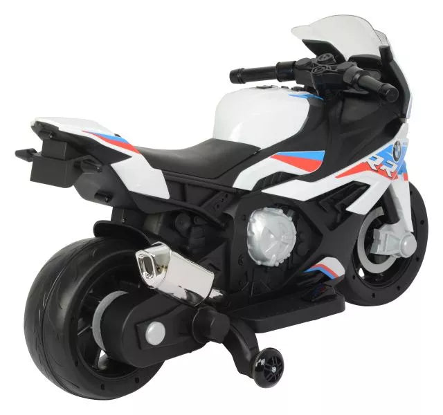Vaikiškas elektrinis motociklas BMW S1000RR, 12 V, baltas