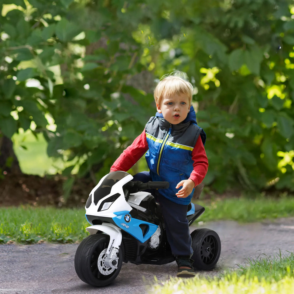 Vaikiškas elektrinis motociklas BMW S1000RR 6V, 18–36 mėn. vaikams, mėlynas