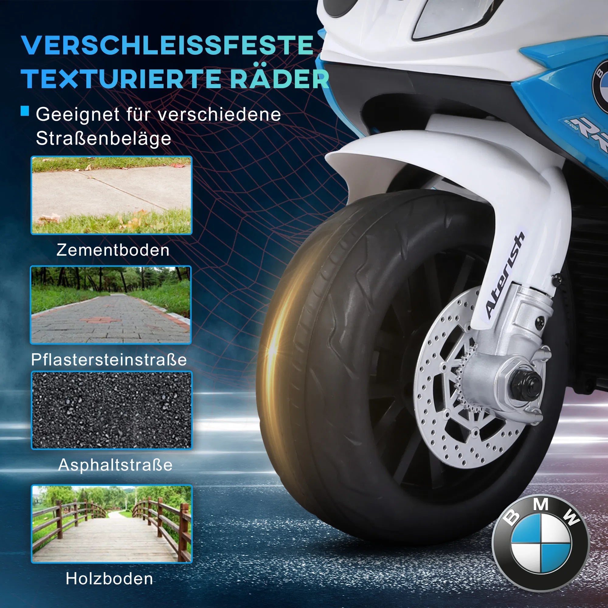 Vaikiškas elektrinis motociklas BMW S1000RR 6V, 18–36 mėn. vaikams, mėlynas