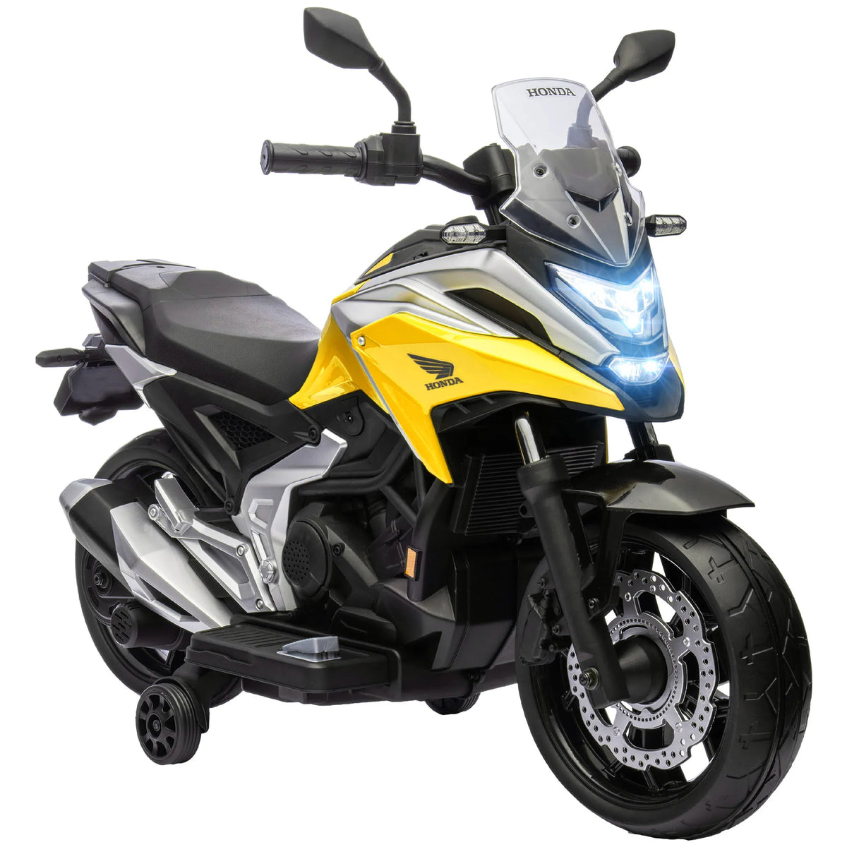 Vaikiškas elektrinis motociklas Honda, 3-6 metų vaikams, geltonas 3 km/h