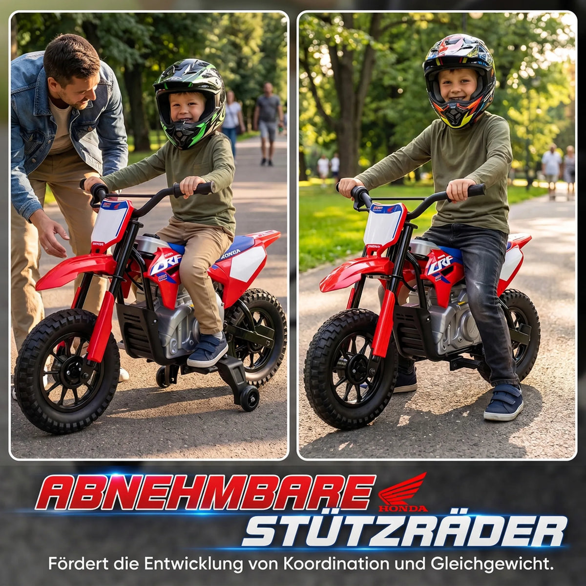 Vaikiškas elektrinis motociklas HONDA CRF 450R, 12 V, 35 W, su galine pakaba