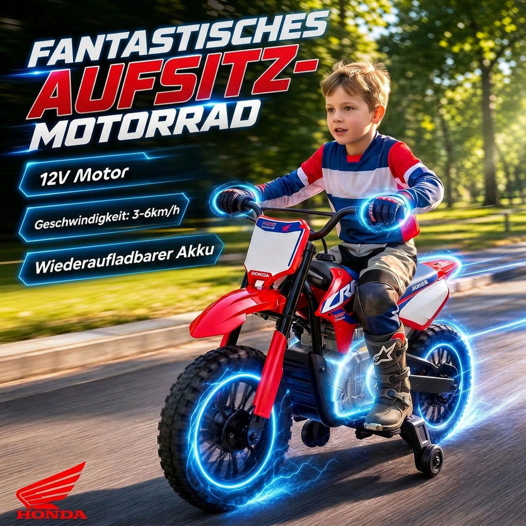 Vaikiškas elektrinis motociklas HONDA CRF 450R, 12 V, 35 W, su galine pakaba