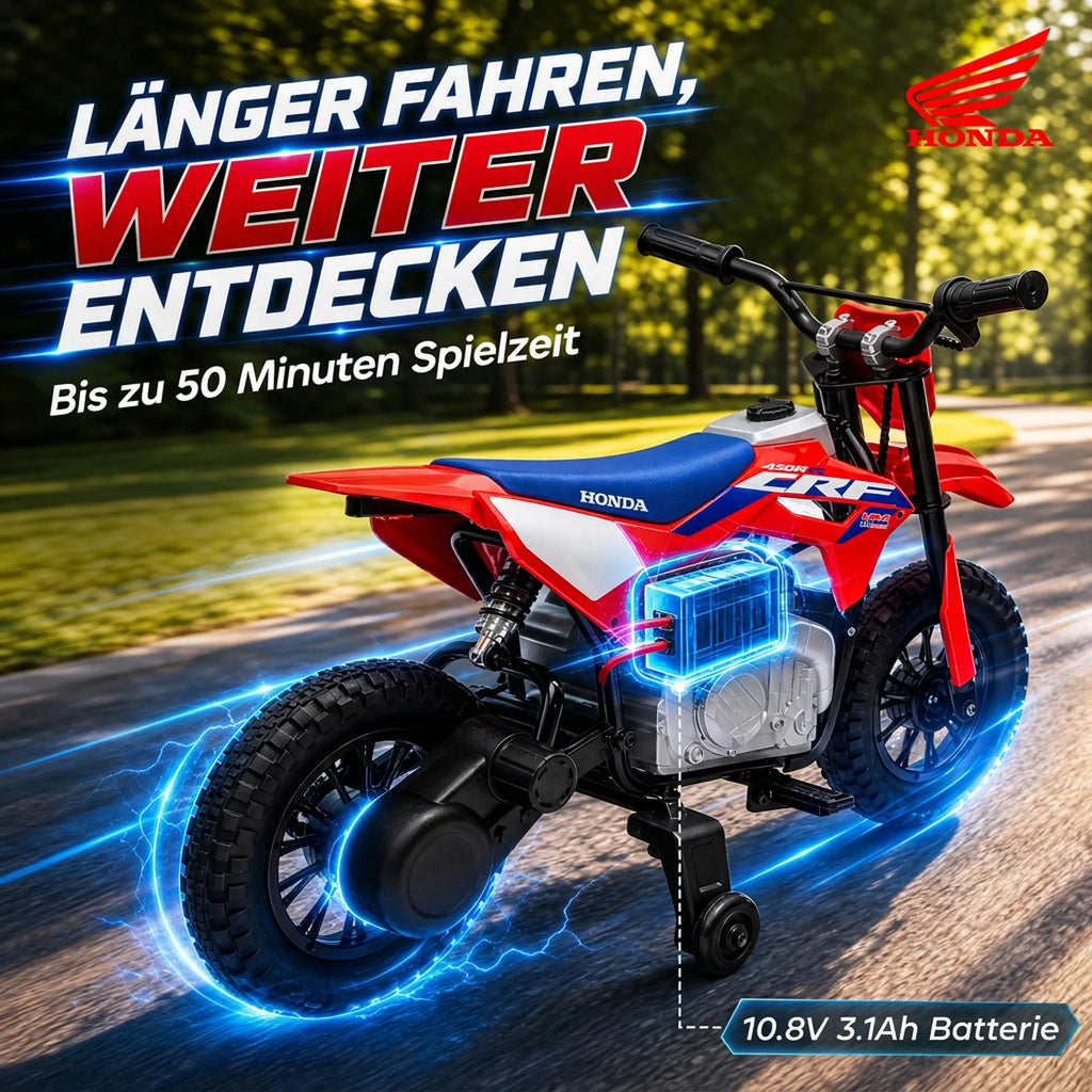 Vaikiškas elektrinis motociklas HONDA CRF 450R, 12 V, 35 W, su galine pakaba