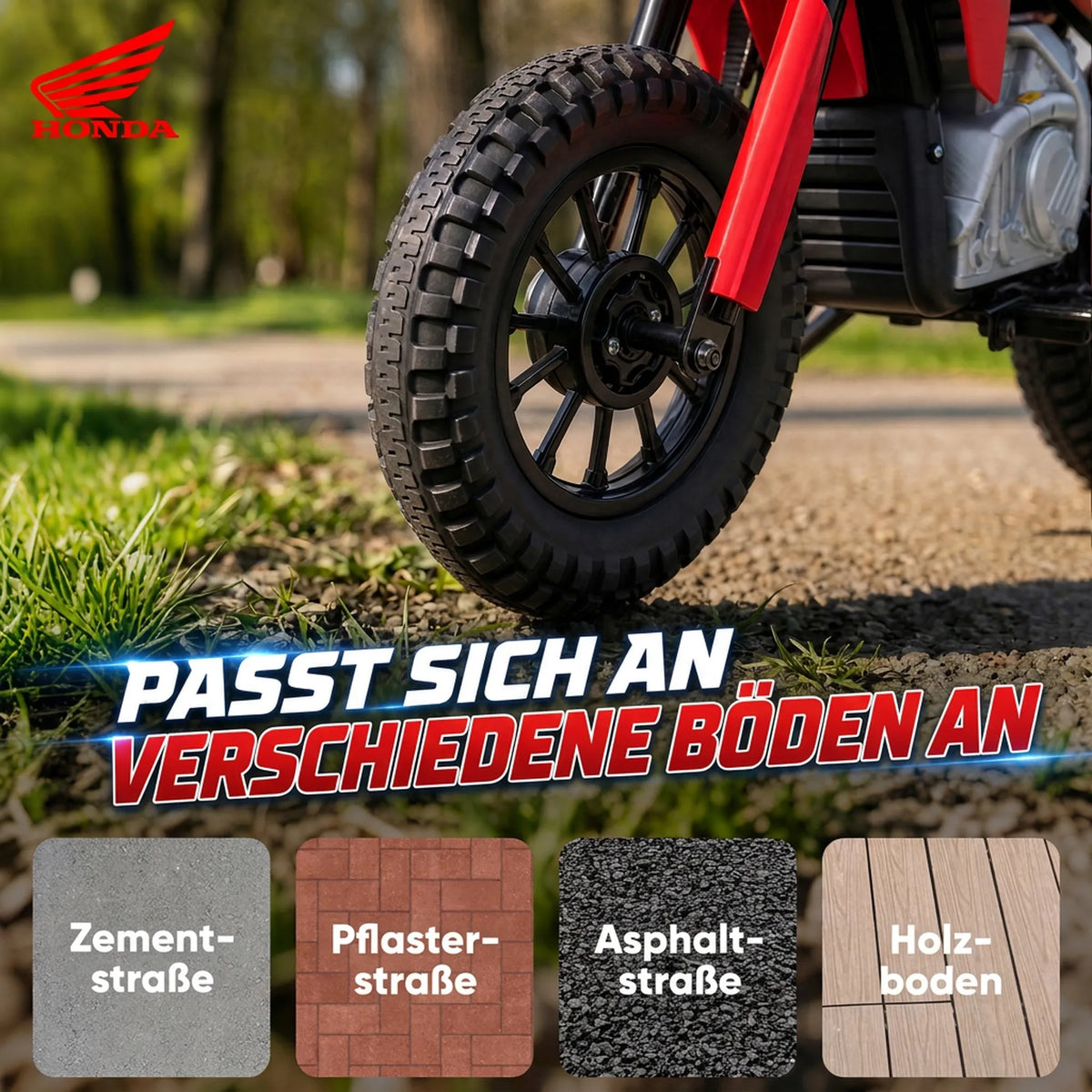 Vaikiškas elektrinis motociklas HONDA CRF 450R, 12 V, 35 W, su galine pakaba