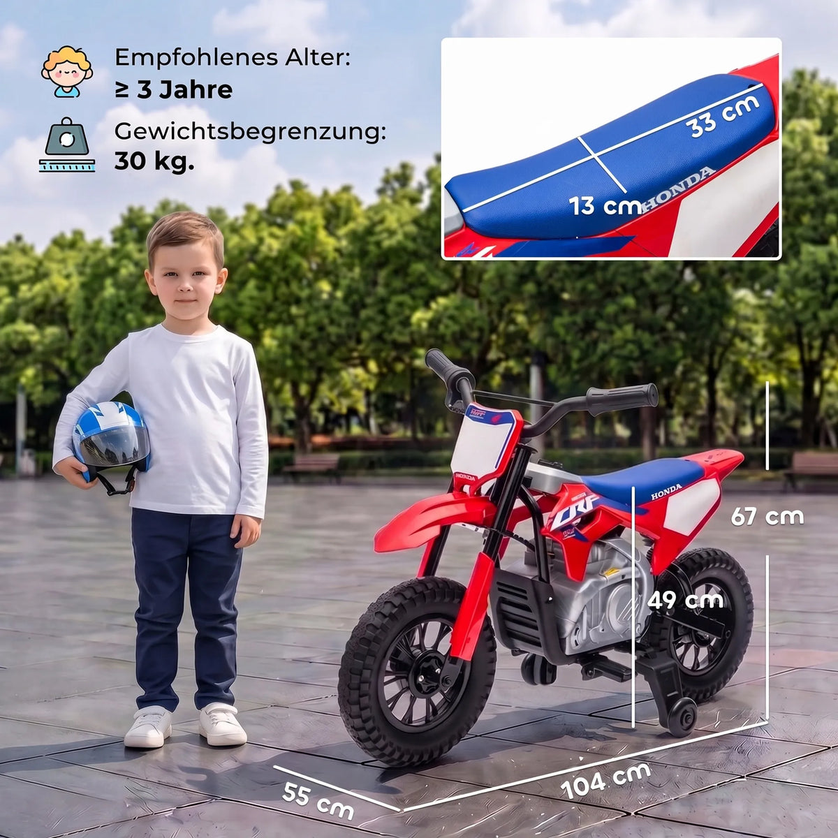 Vaikiškas elektrinis motociklas HONDA CRF 450R, 12 V, 35 W, su galine pakaba