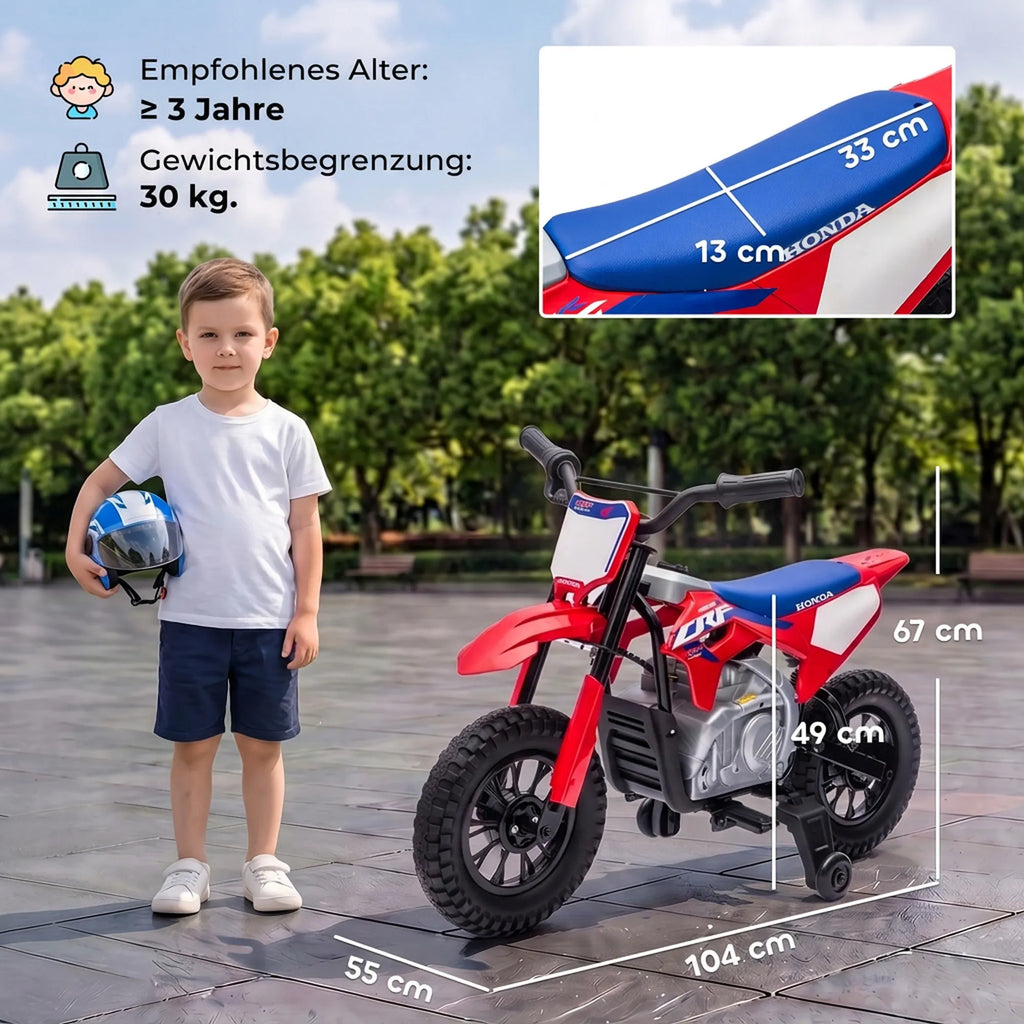 Vaikiškas elektrinis motociklas HONDA CRF 450R, 12 V, 35 W, su galine pakaba