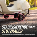 Vaikiško motociklo galinių pusiausvyros ratukų detalė iš arti