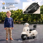Vaikiškas elektrinis motociklas „Mini Vespa GTS“, 6 V, 2,5 km/h, baltas