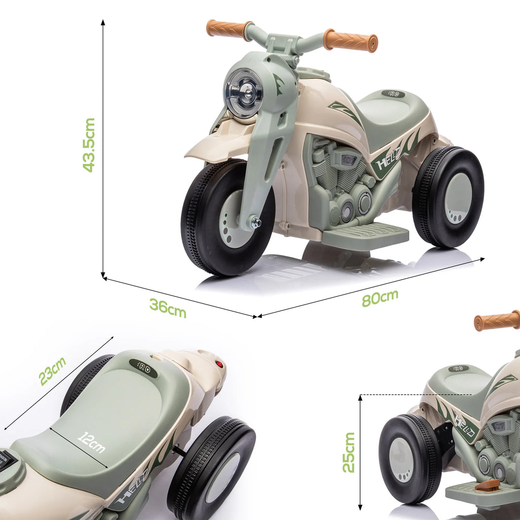 Vaikiškas elektrinis motociklas su muzika ir burbulų funkcija, iki 30 kg, kreminės spalvos