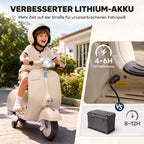 Vaikiškas elektrinis motociklas su pagalbiniais ratukais, 6 V, baltas