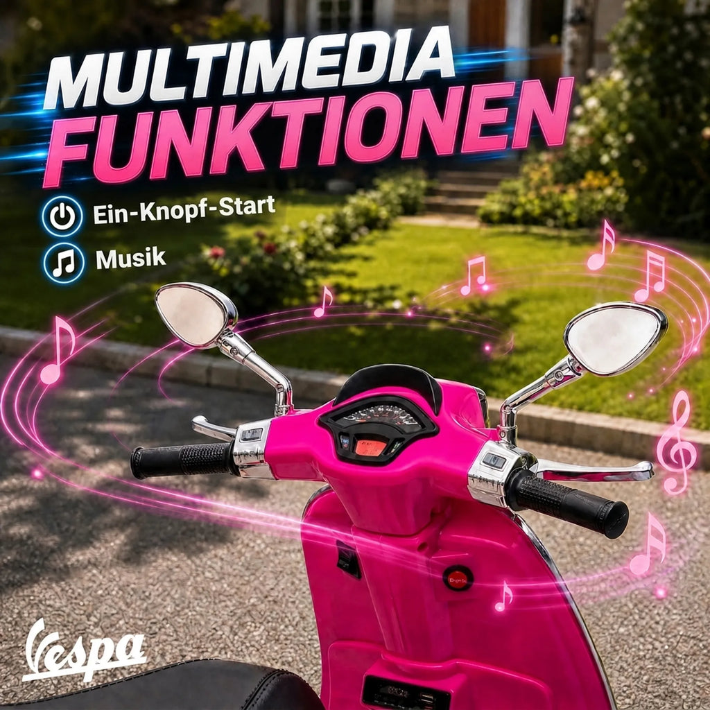 Vespa motociklo vairas ir prietaisų skydelis iš arti