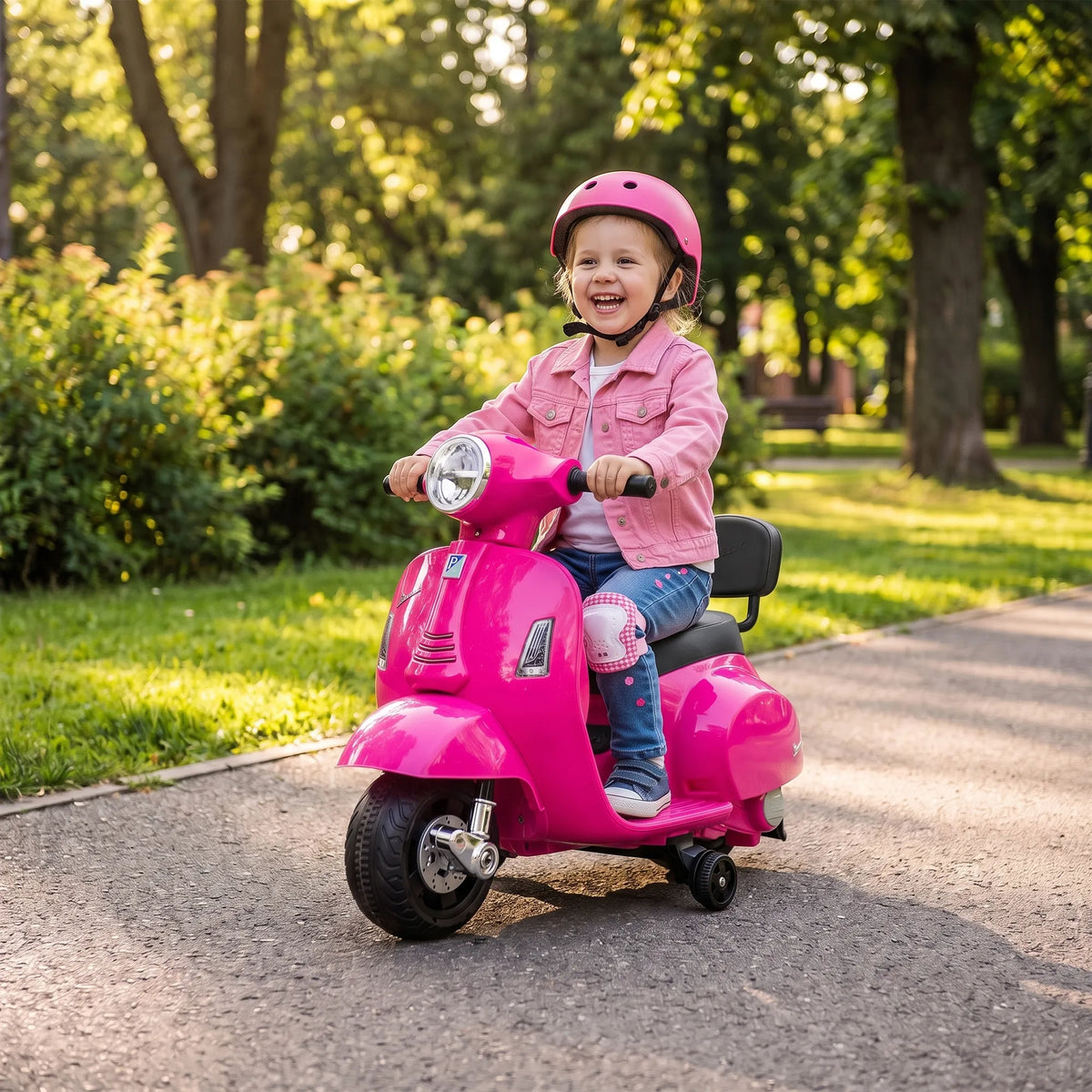 Vaikiškas elektrinis motociklas Vespa GTS, 6 V, ličio akumuliatorius, 1,5–3 metų vaikams