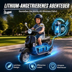 Vaikiškas elektrinis motociklas „Vespa PX150“, 12 V, 2 × 35 W, juodas