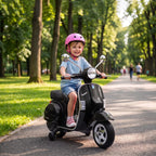 Vaikiškas elektrinis motociklas „Vespa PX150“, 12 V, 2 × 35 W, juodas