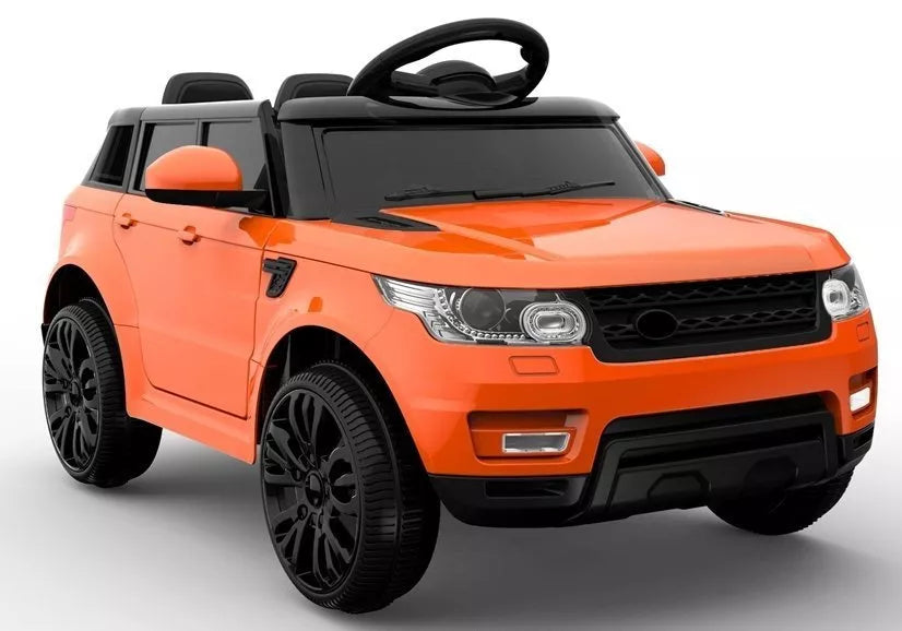 Vaikiškas elektromobilis, 12 V, 3–6 km/h, su diržais, oranžinis