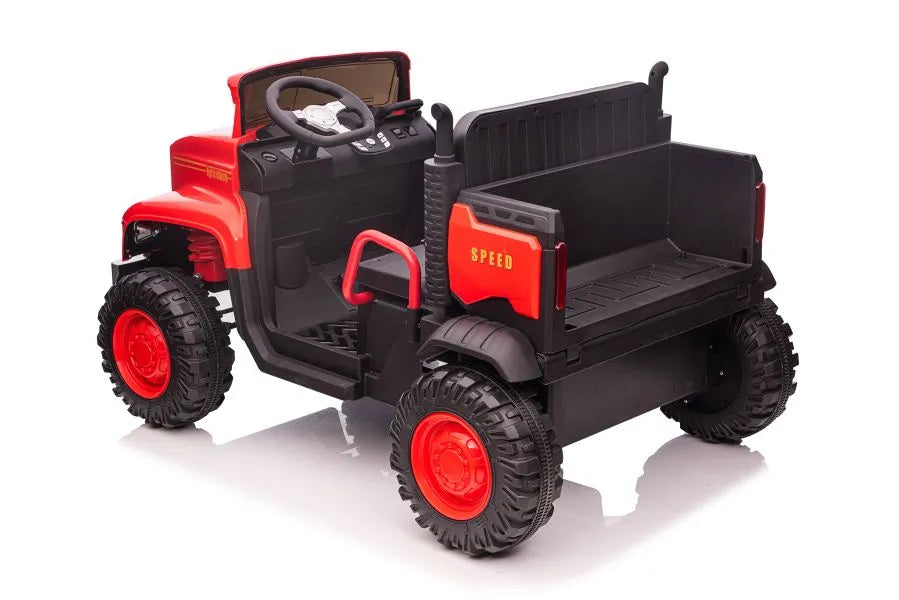 Vaikiškas elektromobilis, 12 V, 4x45 W, minkšta eko-odos sėdynė, EVA ratai, raudonas