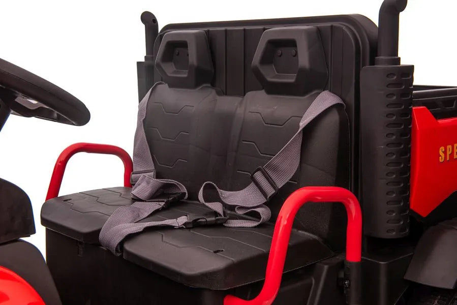 Vaikiškas elektromobilis, 12 V, 4x45 W, minkšta eko-odos sėdynė, EVA ratai, raudonas