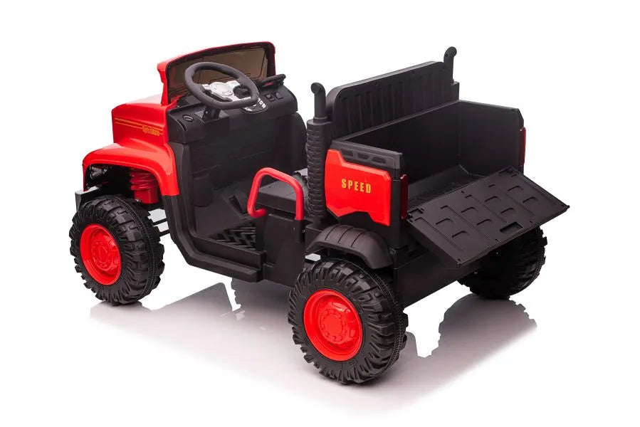 Vaikiškas elektromobilis, 12 V, 4x45 W, minkšta eko-odos sėdynė, EVA ratai, raudonas