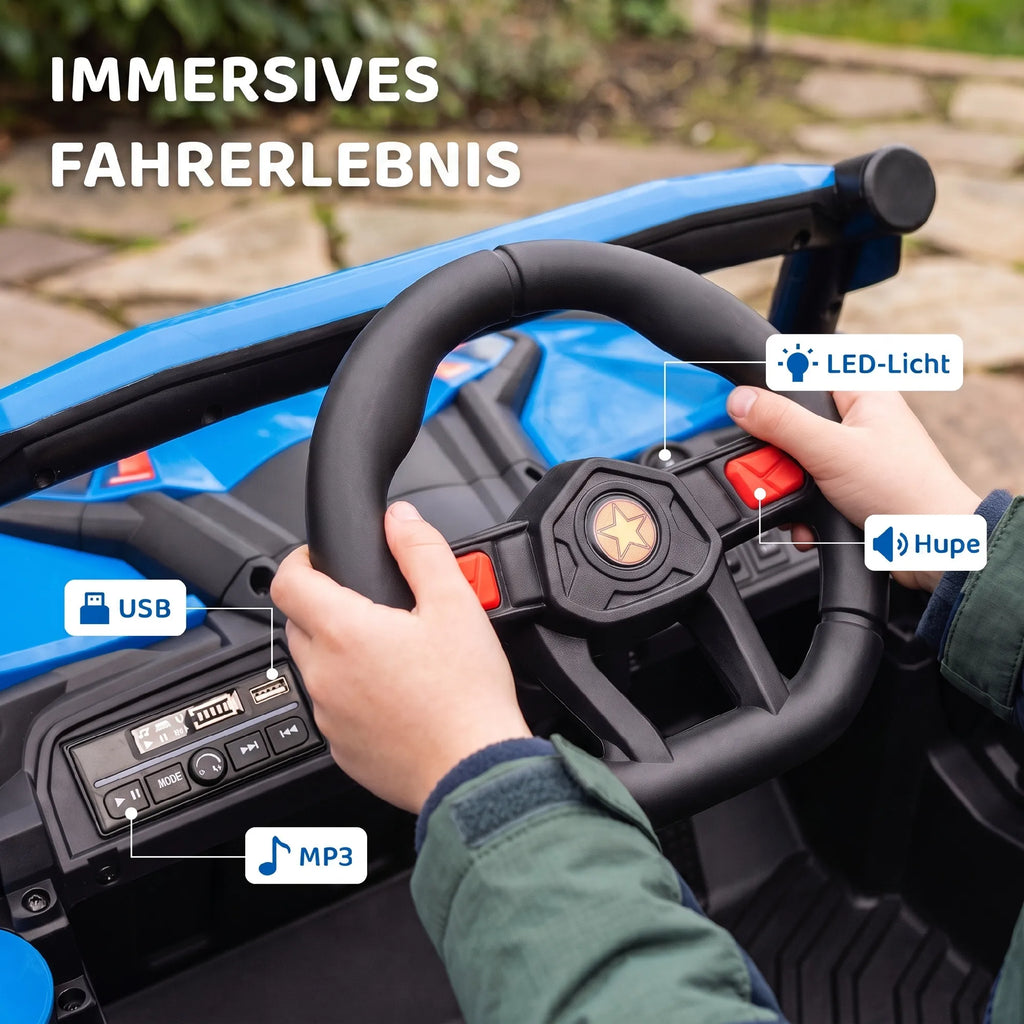 Vaikiškas elektromobilis 12V su nuotolinio valdymo pultu, 3-5 metų vaikams, mėlynas