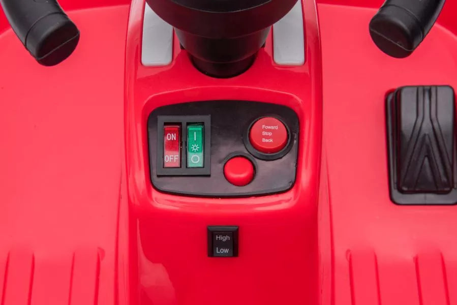Vaikiškas elektromobilis, 2x6V, 2-3 km/h, su nuotolinio valdymo pultu, raudonas