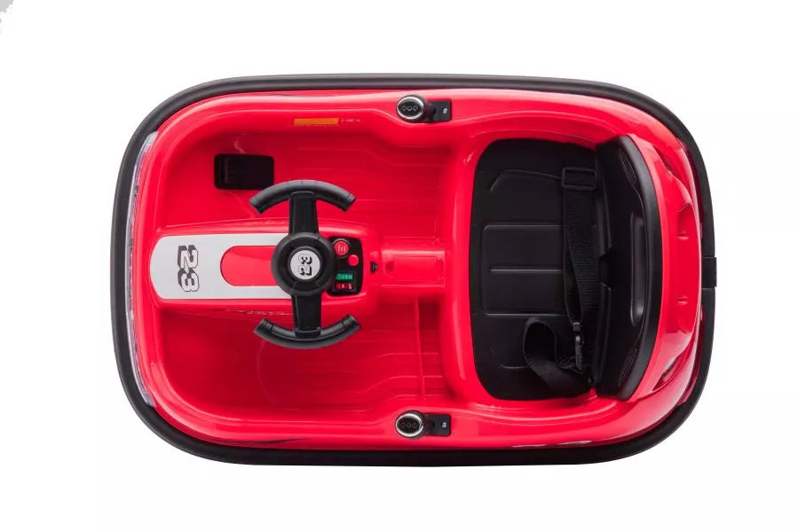Vaikiškas elektromobilis, 2x6V, 2-3 km/h, su nuotolinio valdymo pultu, raudonas
