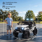 Vaikiškas elektromobilis 3–6 metų vaikams, 12V, baltas