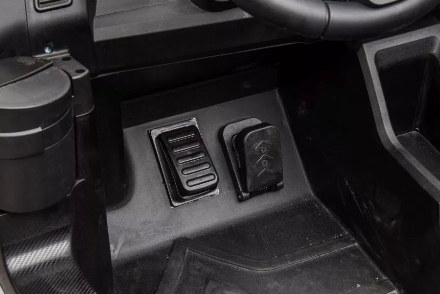 Vaikiškas elektromobilis, 48 V, 4x150W, 3 pavaros, su EVA ratais ir odine sėdyne, auksinis