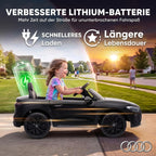 Grafika apie ličio bateriją, vaizduojanti mergaitę elektromobilyje saulėlydyje