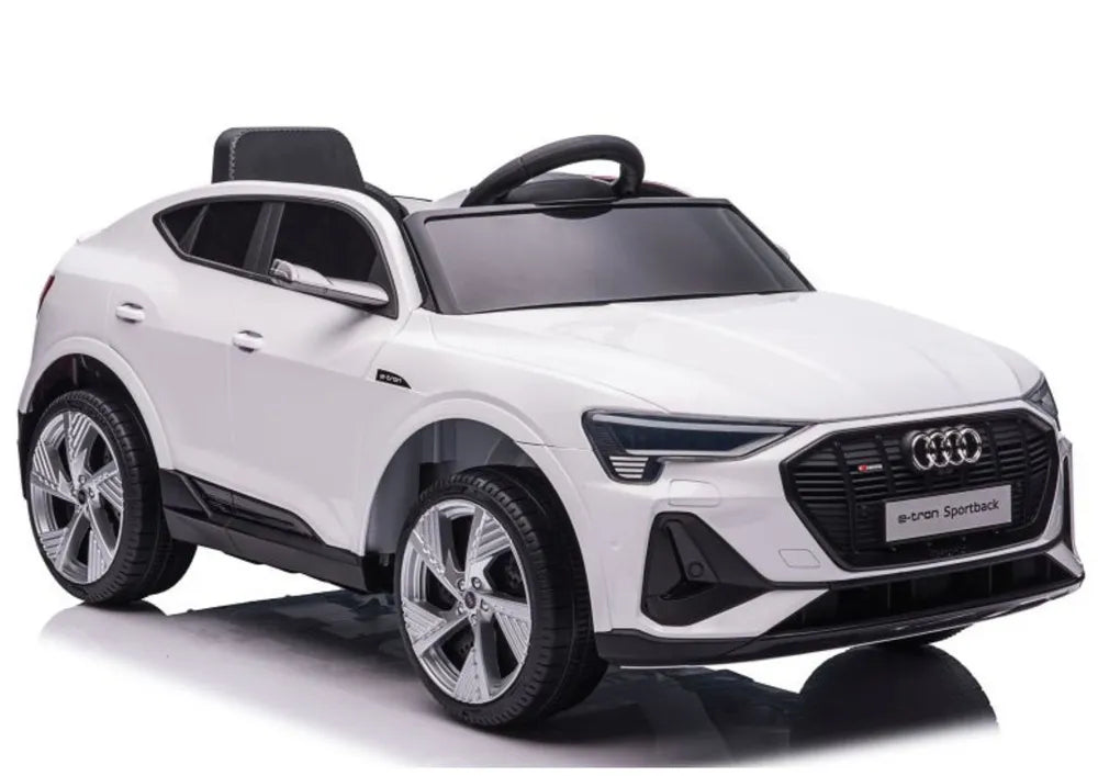 Vaikiškas elektromobilis Audi e-tron, 12V, su nuotolinio valdymo pultu, baltas