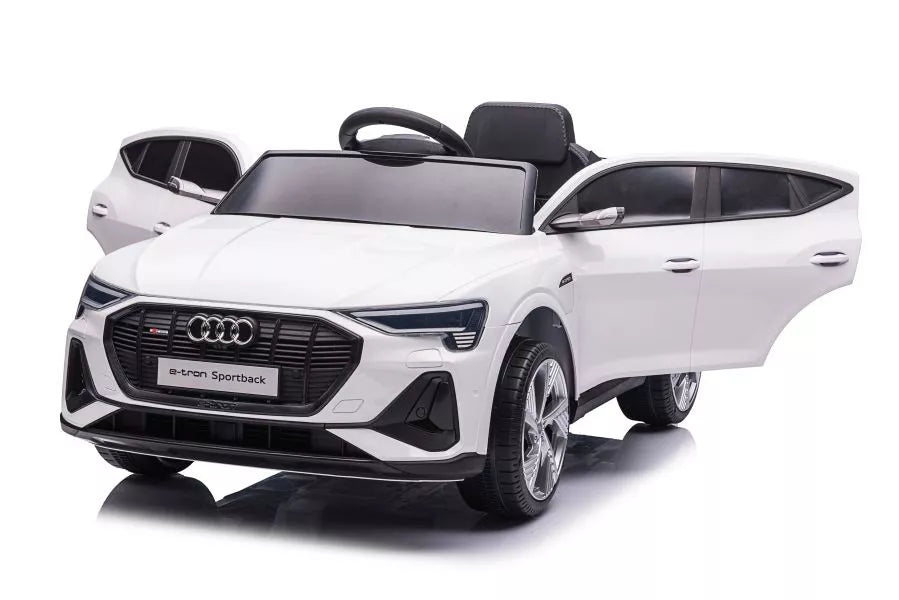 Vaikiškas elektromobilis Audi e-tron, 12V, su nuotolinio valdymo pultu, baltas