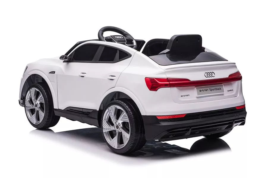 Vaikiškas elektromobilis Audi e-tron, 12V, su nuotolinio valdymo pultu, baltas