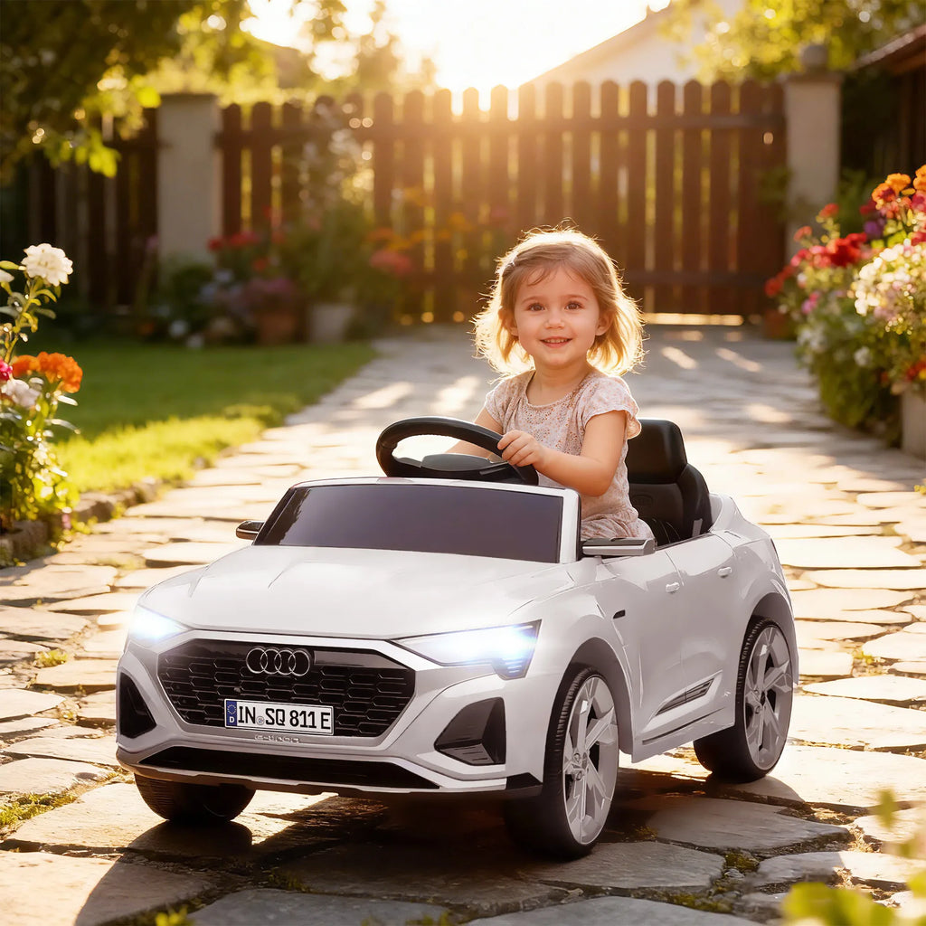 Vaikiškas elektromobilis Audi Q8 e-tron, 12V, 3–4 metų vaikams, baltas