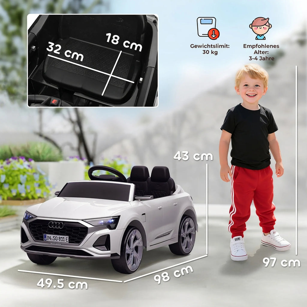 Vaikiškas elektromobilis Audi Q8 e-tron, 12V, 3–4 metų vaikams, baltas
