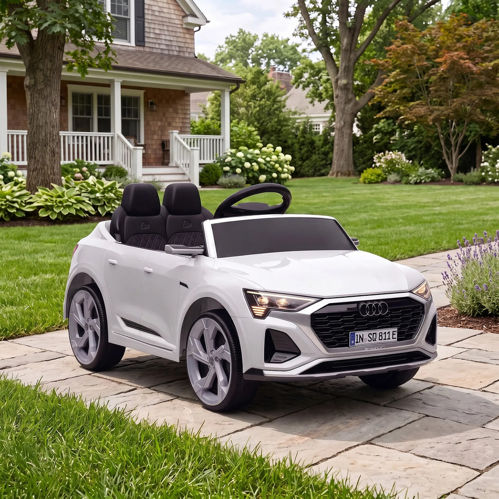 Vaikiškas elektromobilis Audi Q8 e-tron, 12V, 3–4 metų vaikams, baltas