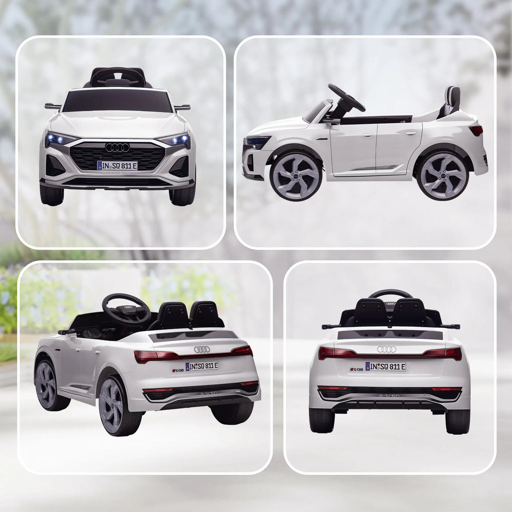 Vaikiškas elektromobilis Audi Q8 e-tron, 12V, 3–4 metų vaikams, baltas