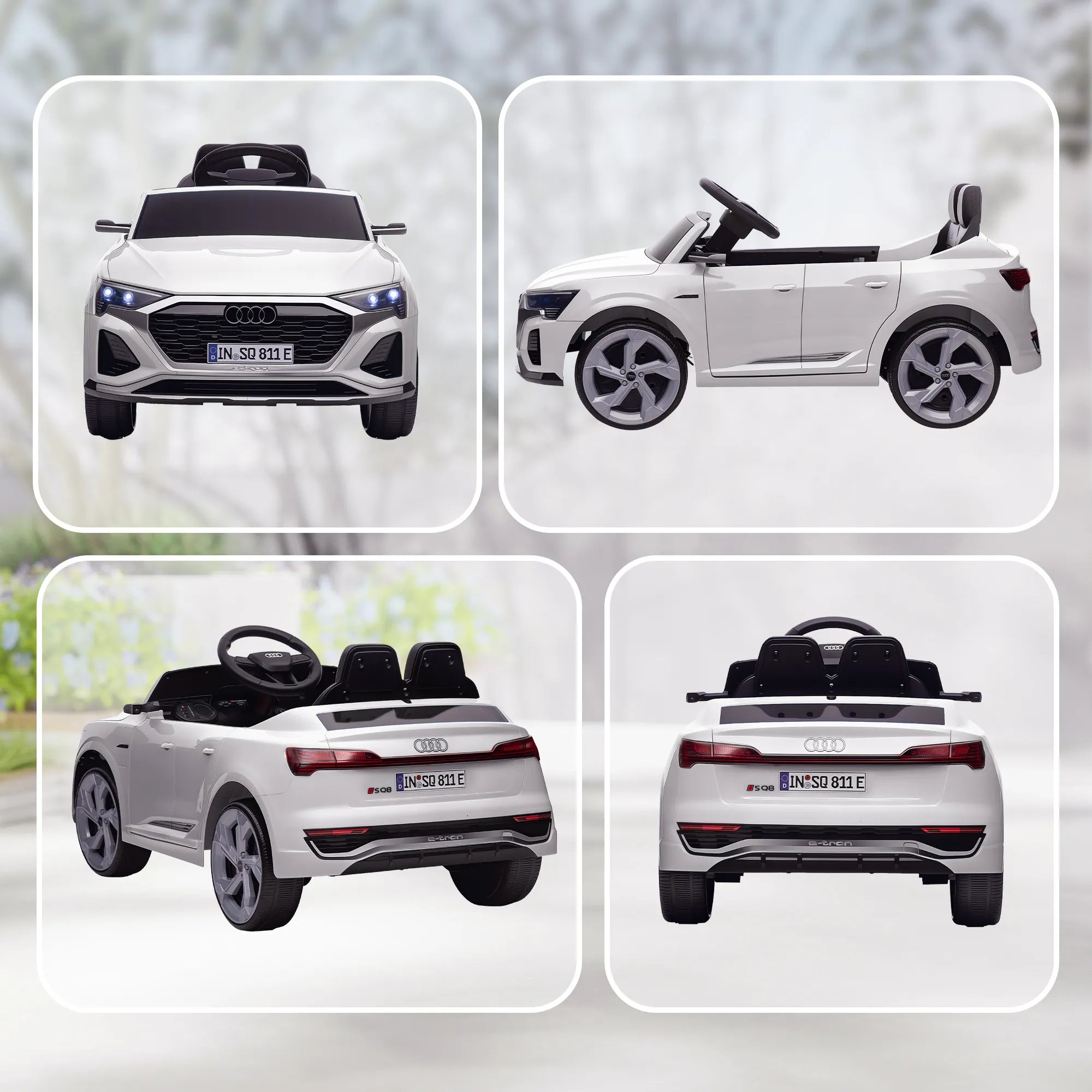 Vaikiškas elektromobilis Audi Q8 e-tron, 12V, 3–4 metų vaikams, baltas