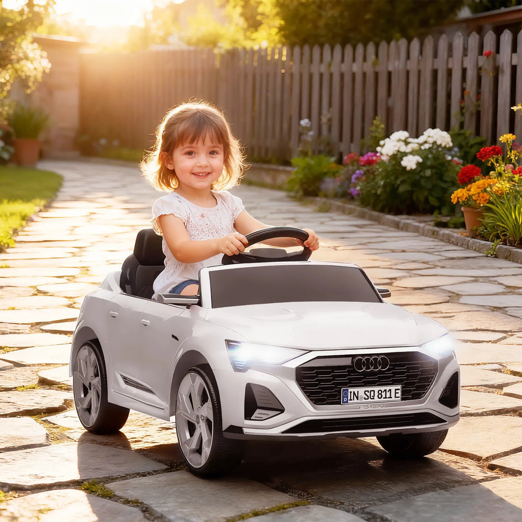 Vaikiškas elektromobilis Audi Q8 e-tron, 12V, 3–4 metų vaikams, baltas