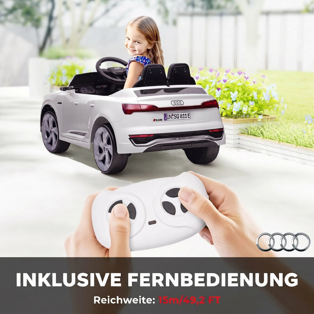 Vaikiškas elektromobilis Audi Q8 e-tron, 12V, 3–4 metų vaikams, baltas