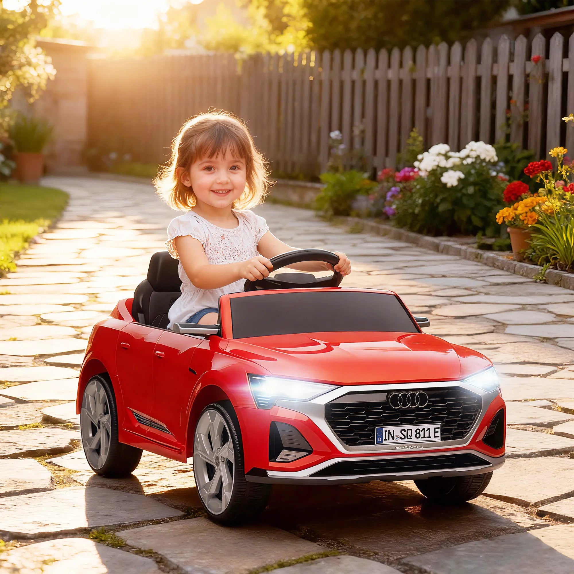 Vaikiškas elektromobilis Audi Q8 E-tron 3–4 metų vaikams, raudonas
