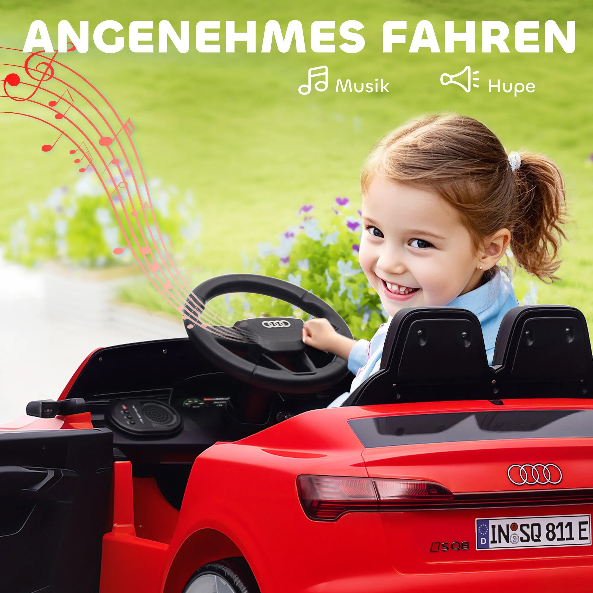 Vaikiškas elektromobilis Audi Q8 E-tron 3–4 metų vaikams, raudonas