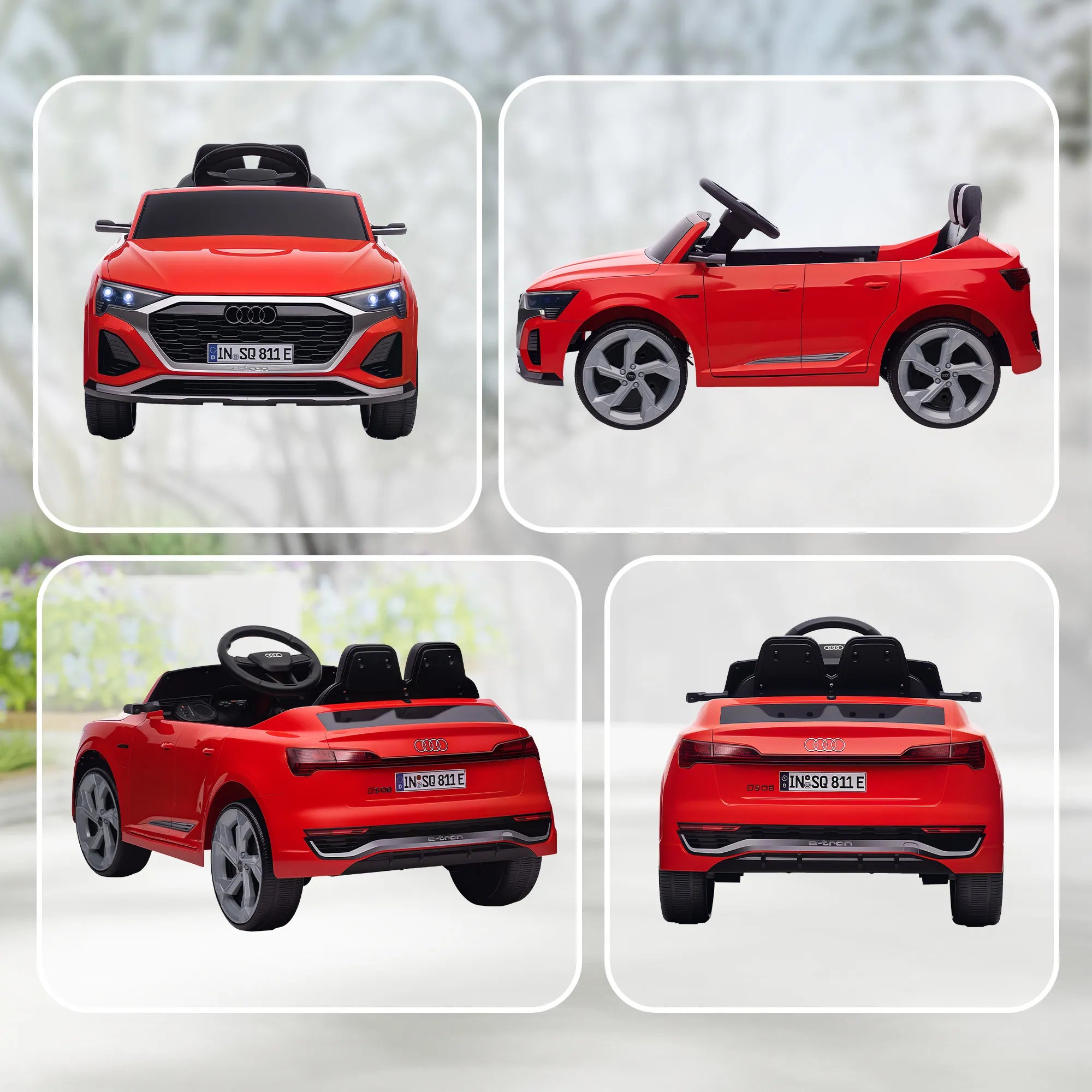 Vaikiškas elektromobilis Audi Q8 E-tron 3–4 metų vaikams, raudonas