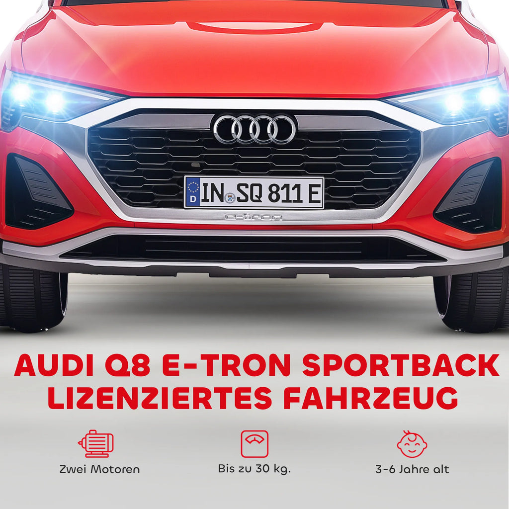 Vaikiškas elektromobilis Audi Q8 E-tron 3–4 metų vaikams, raudonas