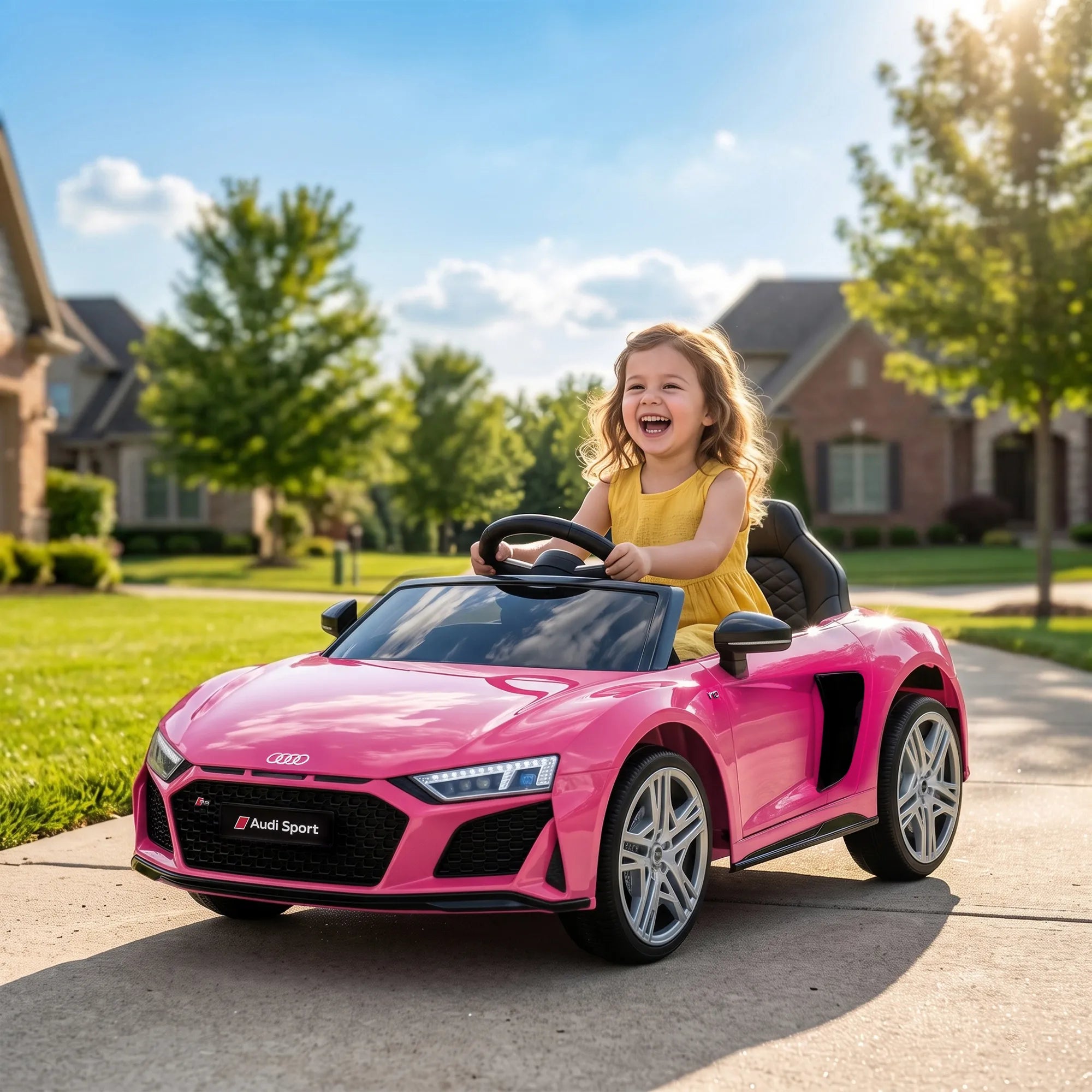 Vaikiškas elektromobilis Audi R8 Spyder, 10,8 V, ličio baterija, nuotolinio valdymo pultelis, rožinis